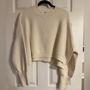 Free People Cream Women's Crew Neck Sweater